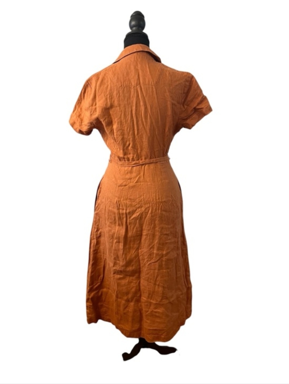 Quince Linen Midi Dress in Rust - Picture 4 of 5